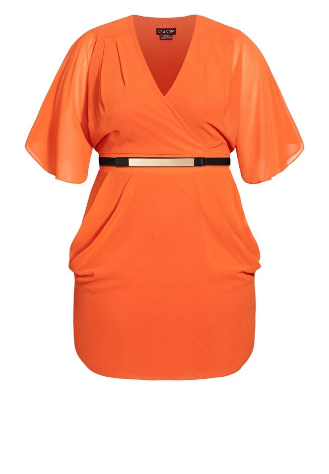 Color Wrap Dress - amber, ORANGE, alternate image number 3