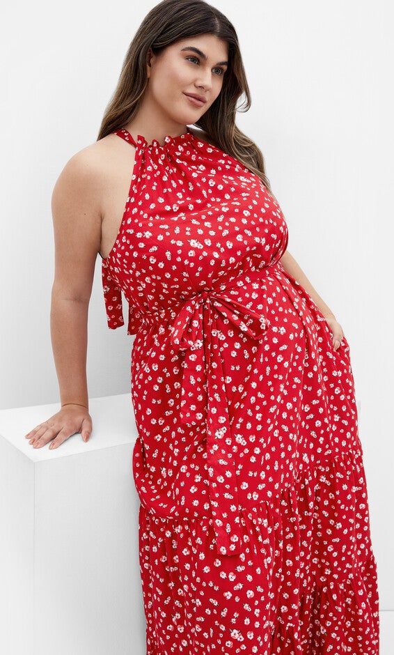 Kiana Print Maxi Dress - red, RED, alternate image number 1