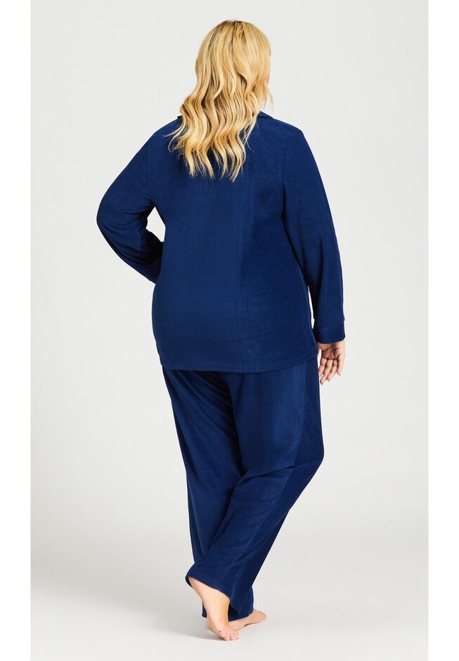 Button Fleece Top, NAVY, alternate image number 3