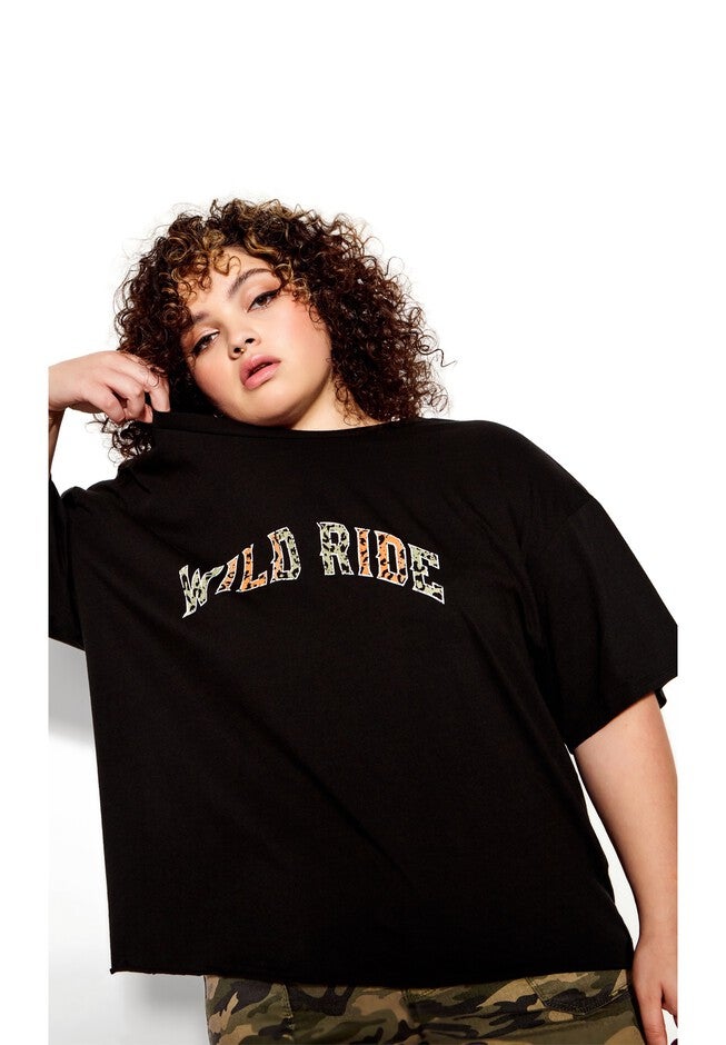 Rylie Crop Tee, ANIMAL SLOGAN, hi-res image number 0