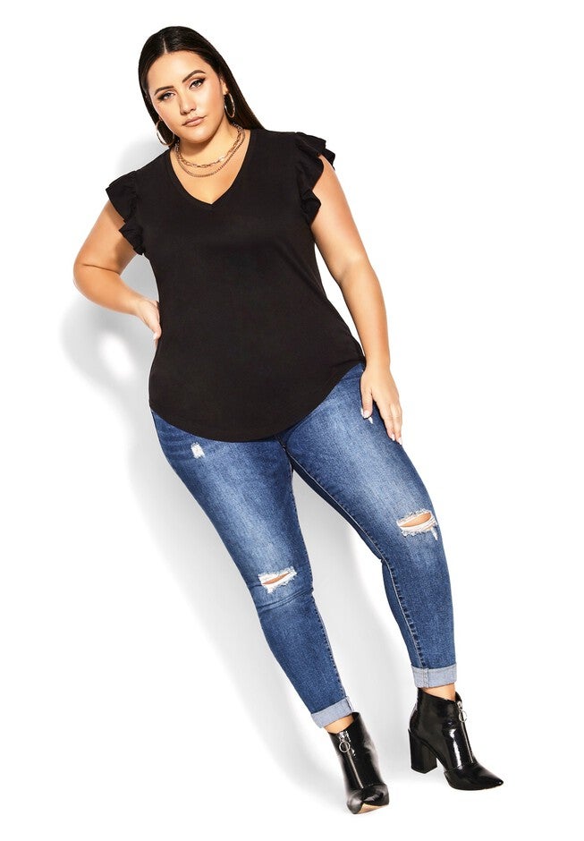 Leisure Frill Top - black, BLACK, alternate image number null