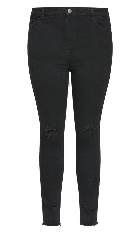 Asha Rip Hem Jean - black, BLACK, alternate image number null