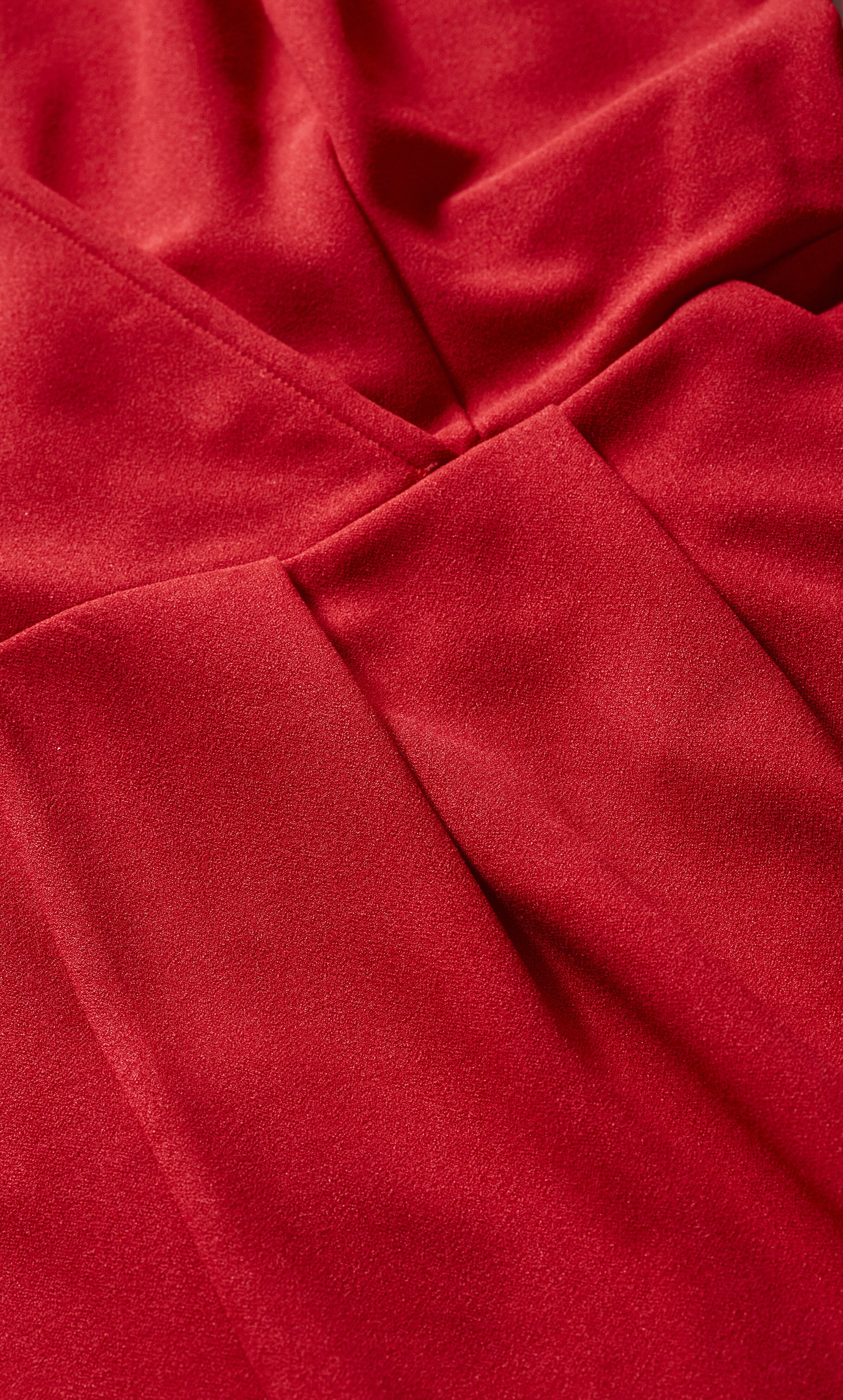 Sheer Sleeve Wide Leg Jumpsuit  - cherry, RED, alternate image number 5