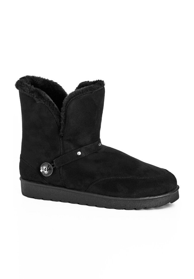 Faux Fur Slip On Buckle Bootie, BLACK, hi-res image number null