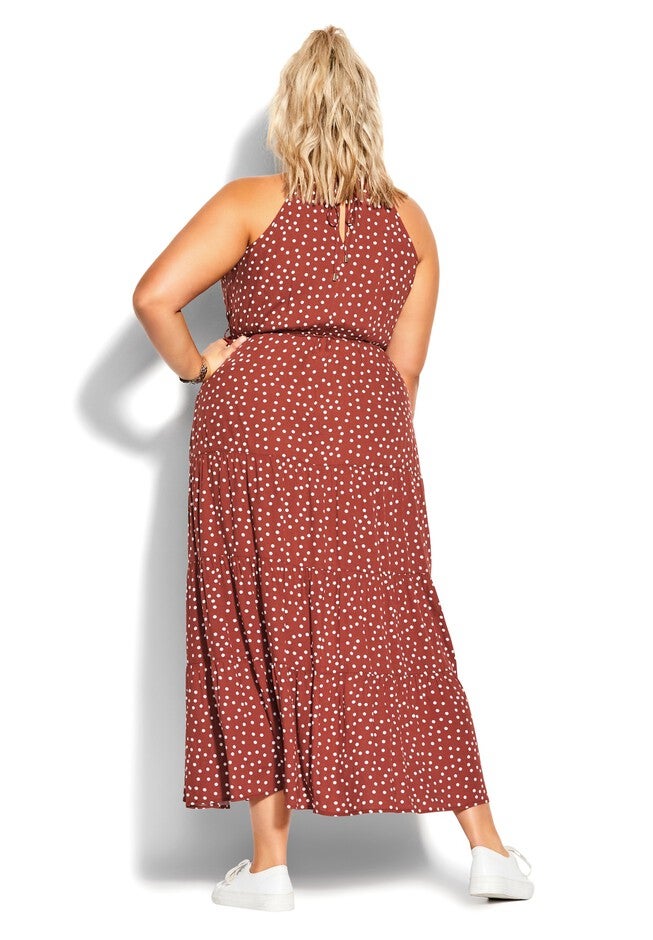 Tier Spot Maxi Dress - toffee, WHITE, on-hover image number null