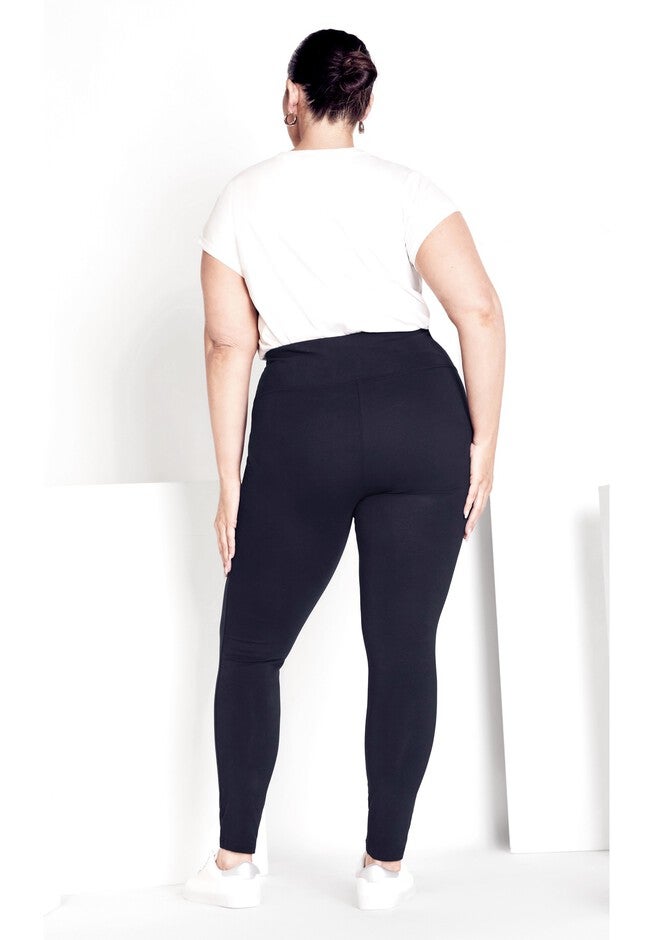 High Rise Average Length Legging, NAVY, on-hover image number 1