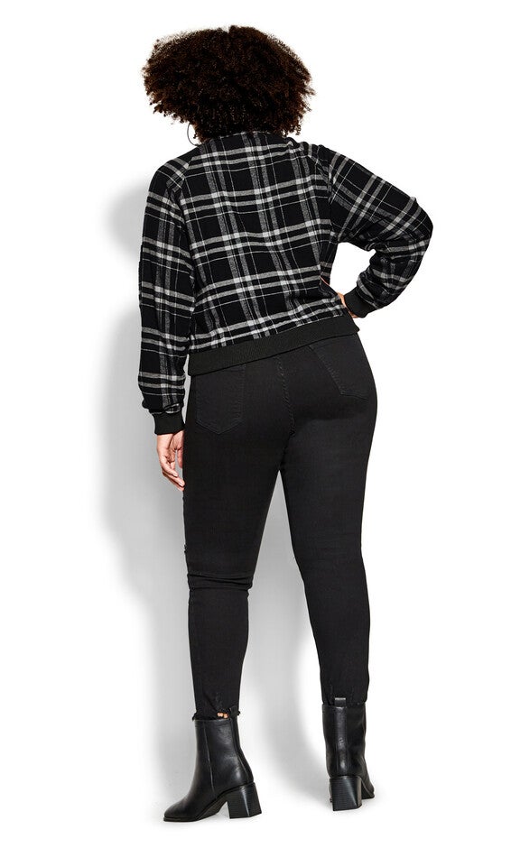 Check Bomber Jacket - black, BLACK, alternate image number 4