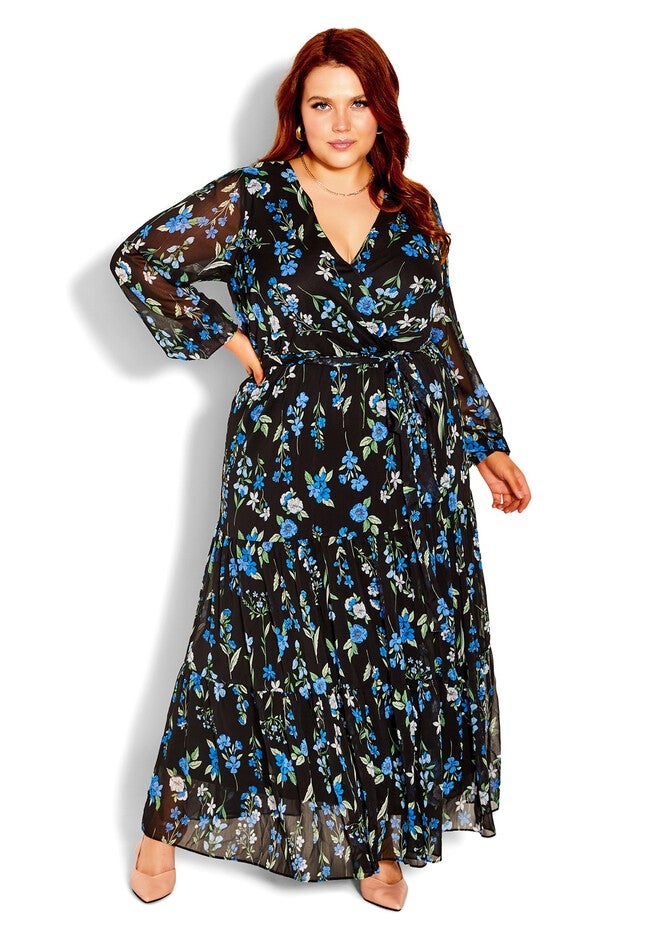 Blue Blossom Maxi Dress - black, BLUE, on-hover image number 1