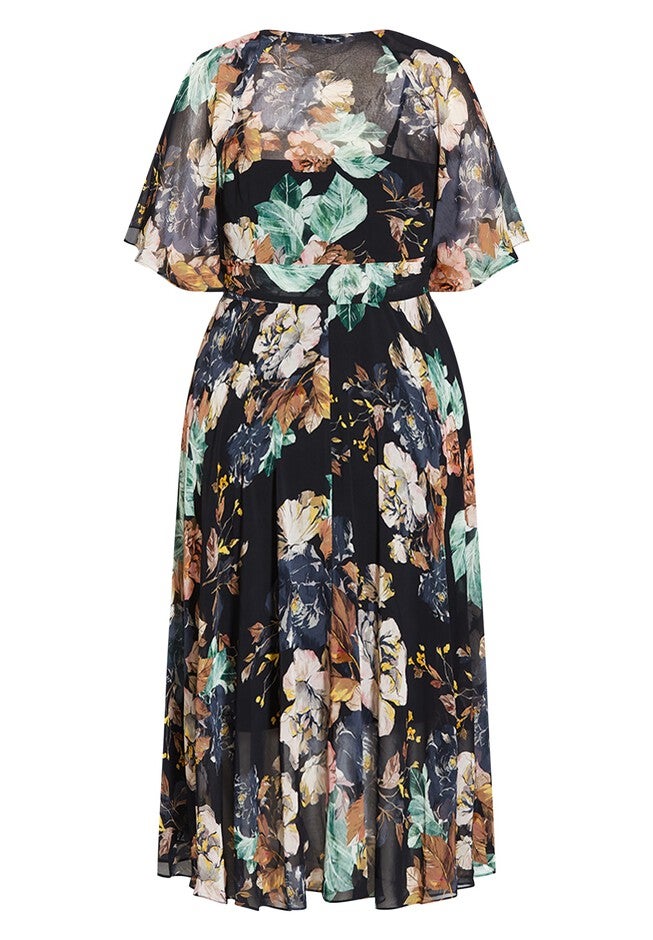 Epic Fleur Midi Dress - black floral, BLACK, alternate image number 3