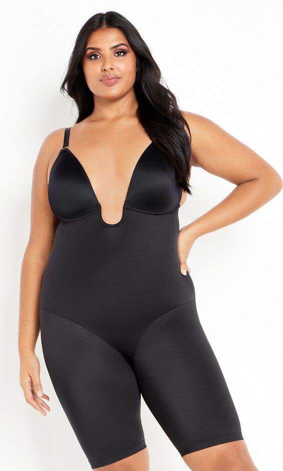 Smooth & Chic Plunge Bodyshaper - black, BLACK, alternate image number 2