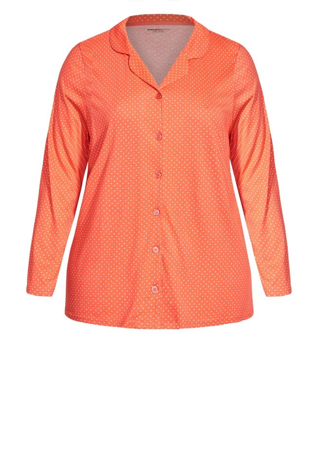 Button Print Sleep Top, PEACH SPOT, alternate image number 2