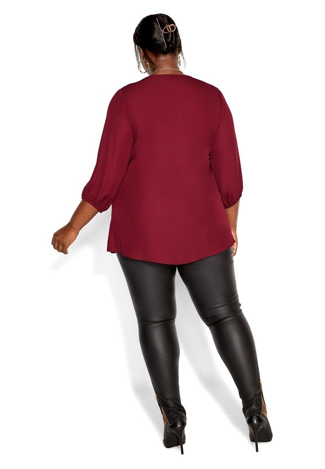 Sexy Fling Elbow Sleeve Top - ruby, RED, alternate image number null