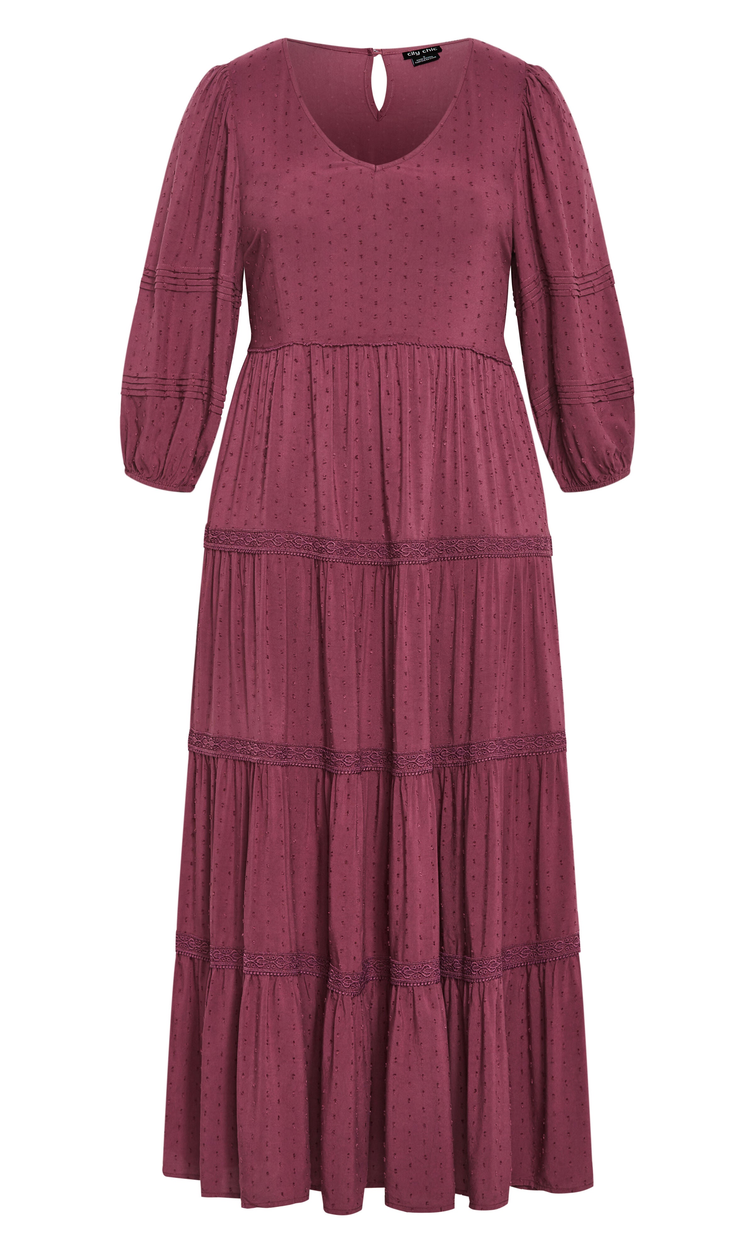 Arielle Lace Maxi Dress - blackberry, RED, alternate image number 3