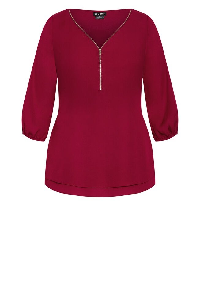 Sexy Fling Elbow Sleeve Top - ruby, RED, alternate image number null