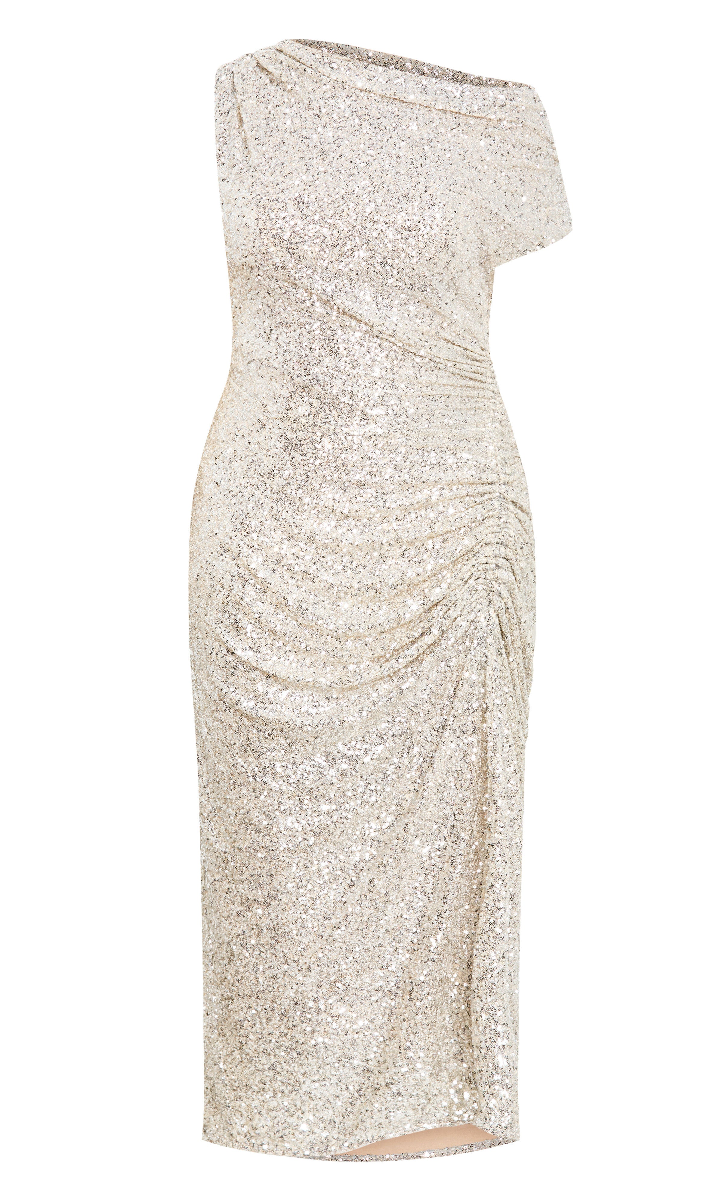 Sequin Star Off Shoulder Maxi Dress, BEIGE, alternate image number 3