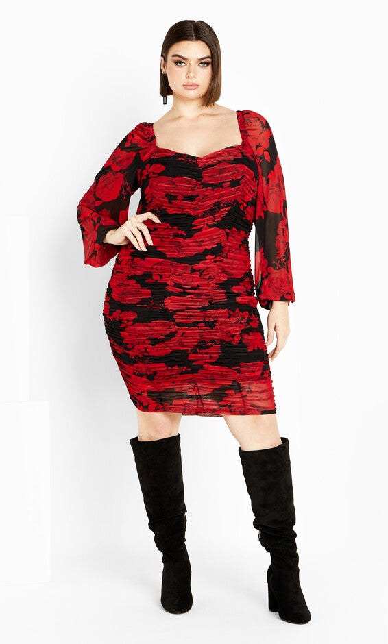 Alia Print Dress - black, ROSE PRINT, alternate image number null