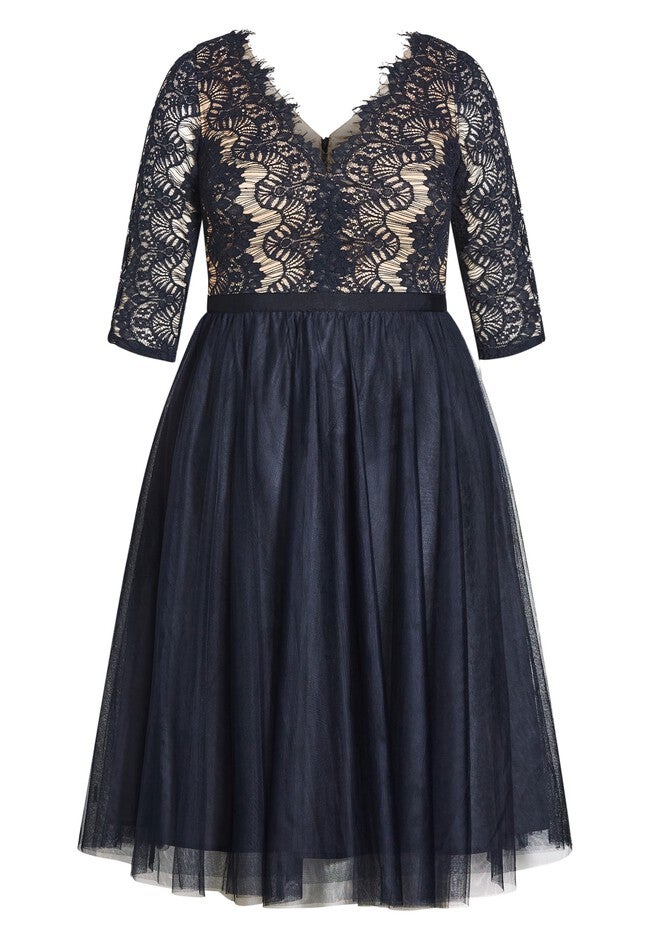 Beauty Elbow Sleeve Dress - navy, BLUE, alternate image number null