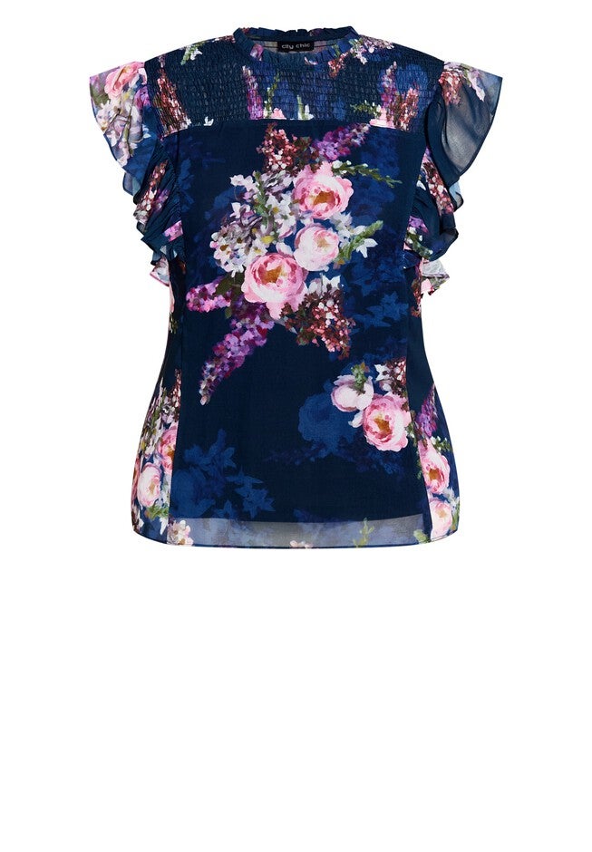 Nova Floral Top - navy, BLUE, alternate image number null