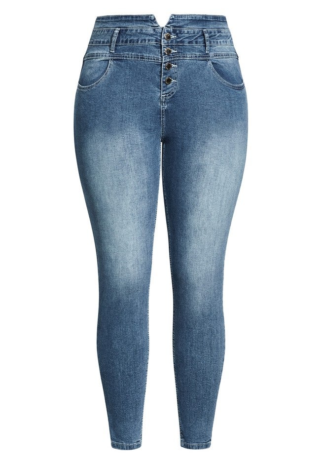Harley Sassy Corset Jean - blue denim, BLUE, alternate image number null