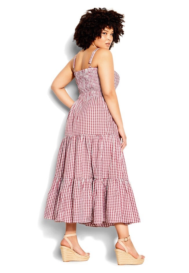Gingham Maxi Dress - roseberry, PURPLE, on-hover image number 1