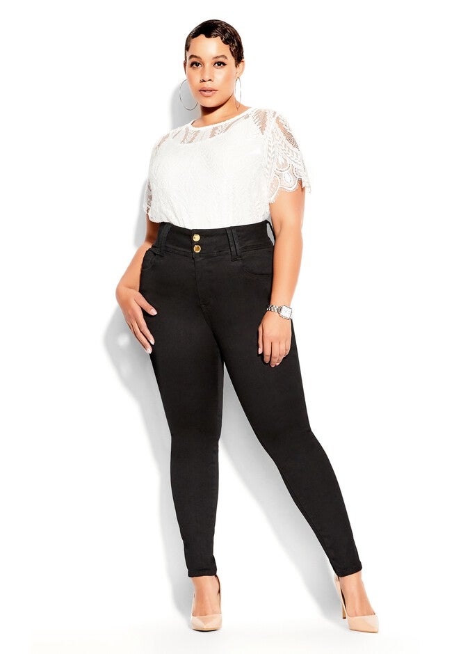 Asha Skinny Petite Black Jean - black, BLACK, hi-res image number null
