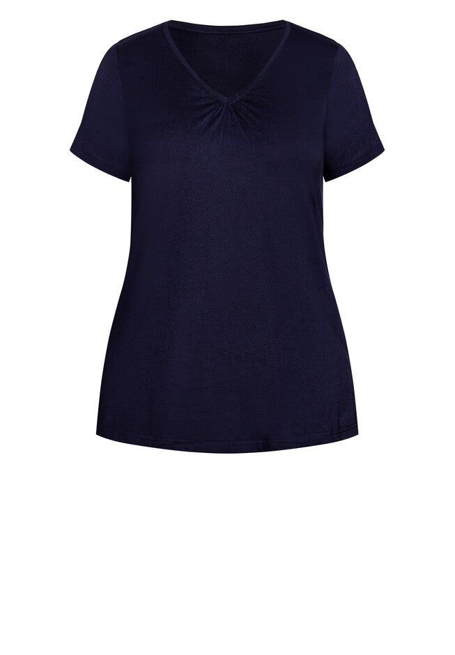 Cotton Gather V Top, NAVY, alternate image number 4