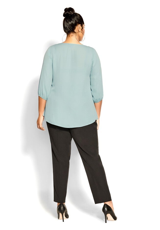 Sexy Fling Elbow Sleeve Top - seafoam, GREEN, alternate image number 2