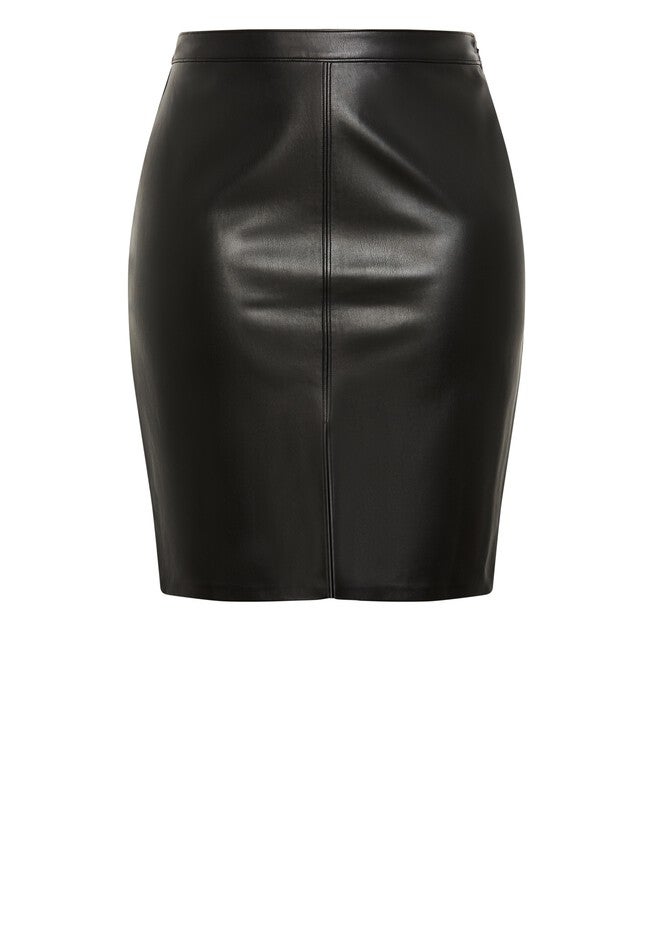 Valerie Vegan Leather Skirt, BLACK, alternate image number null