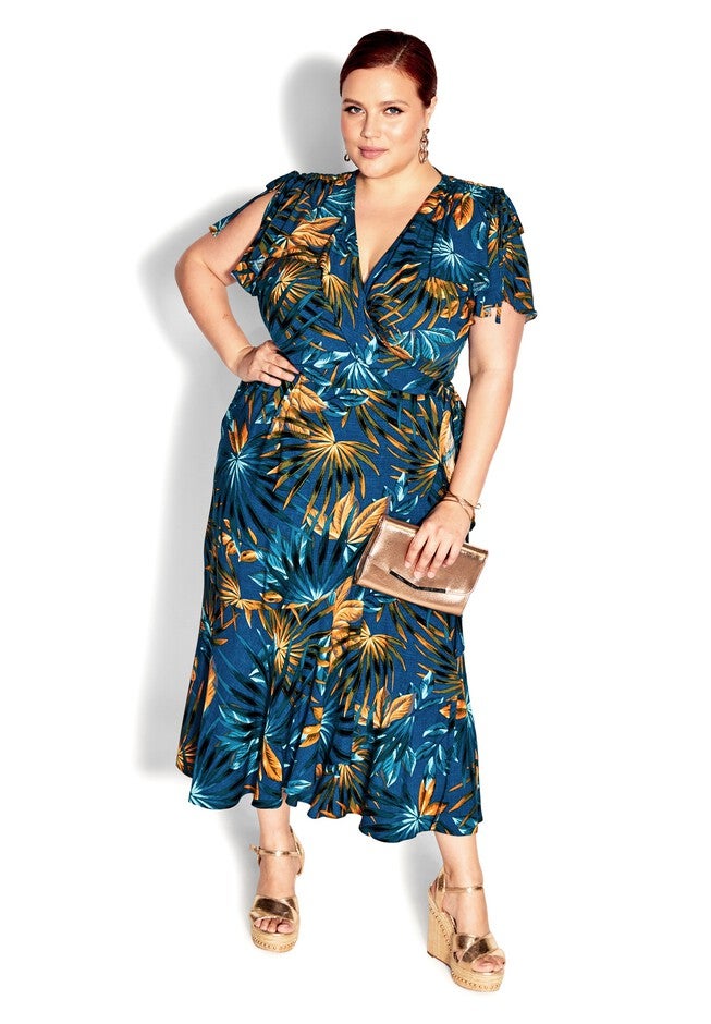 Fiesta Print Maxi Dress - teal, BLUE, alternate image number null