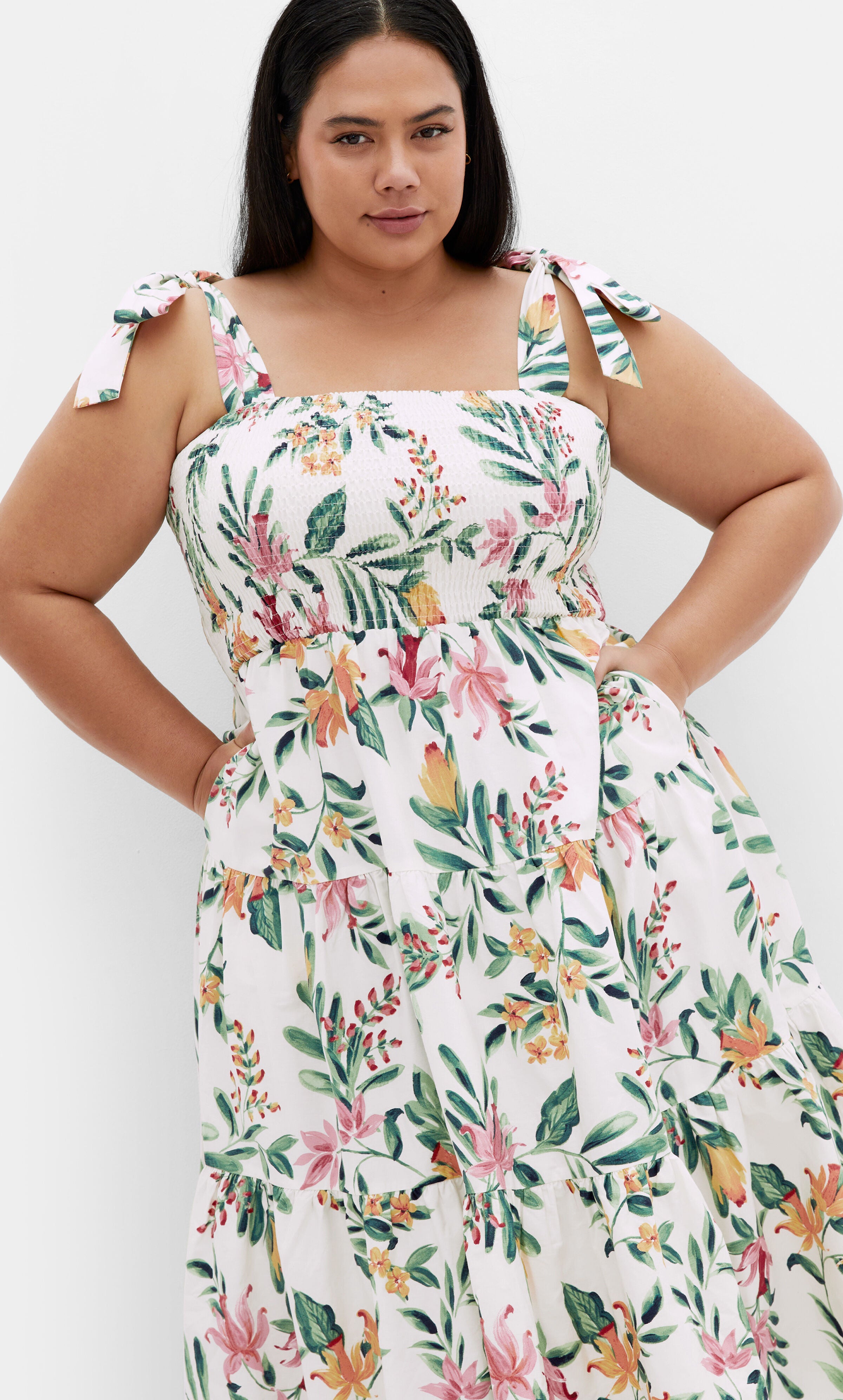 Haven Print Midi Dress - ivory, GREEN, alternate image number 1