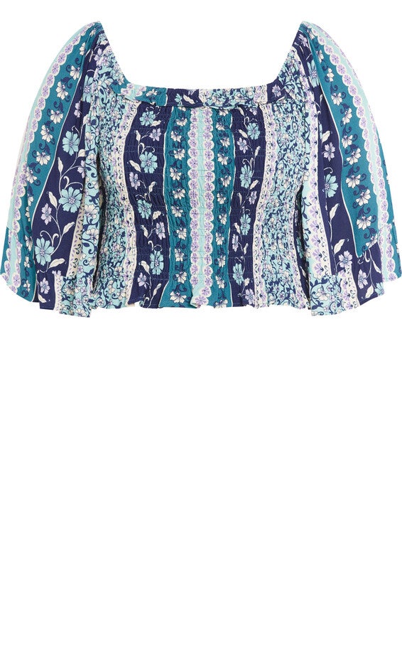 Samara Print Top - teal, BLUE, alternate image number null