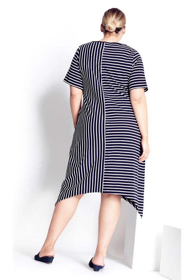 Zena Stripe Dress - navy, BLUE, on-hover image number 1