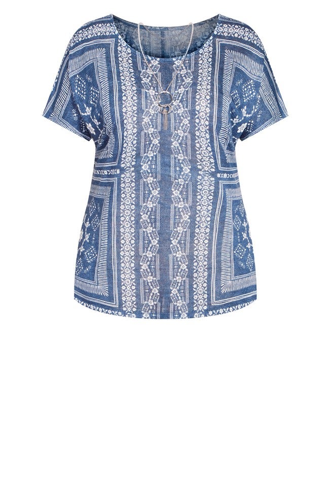 Tiarne Necklace Top, NAVY WHITE TILE, on-hover image number 1