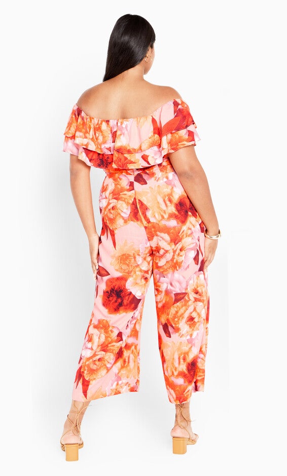 Poppie Print Jumpsuit - peach, BLACK, alternate image number null