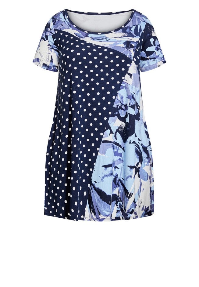 Felicity Spliced Tunic, NAVY STARBURST, alternate image number null