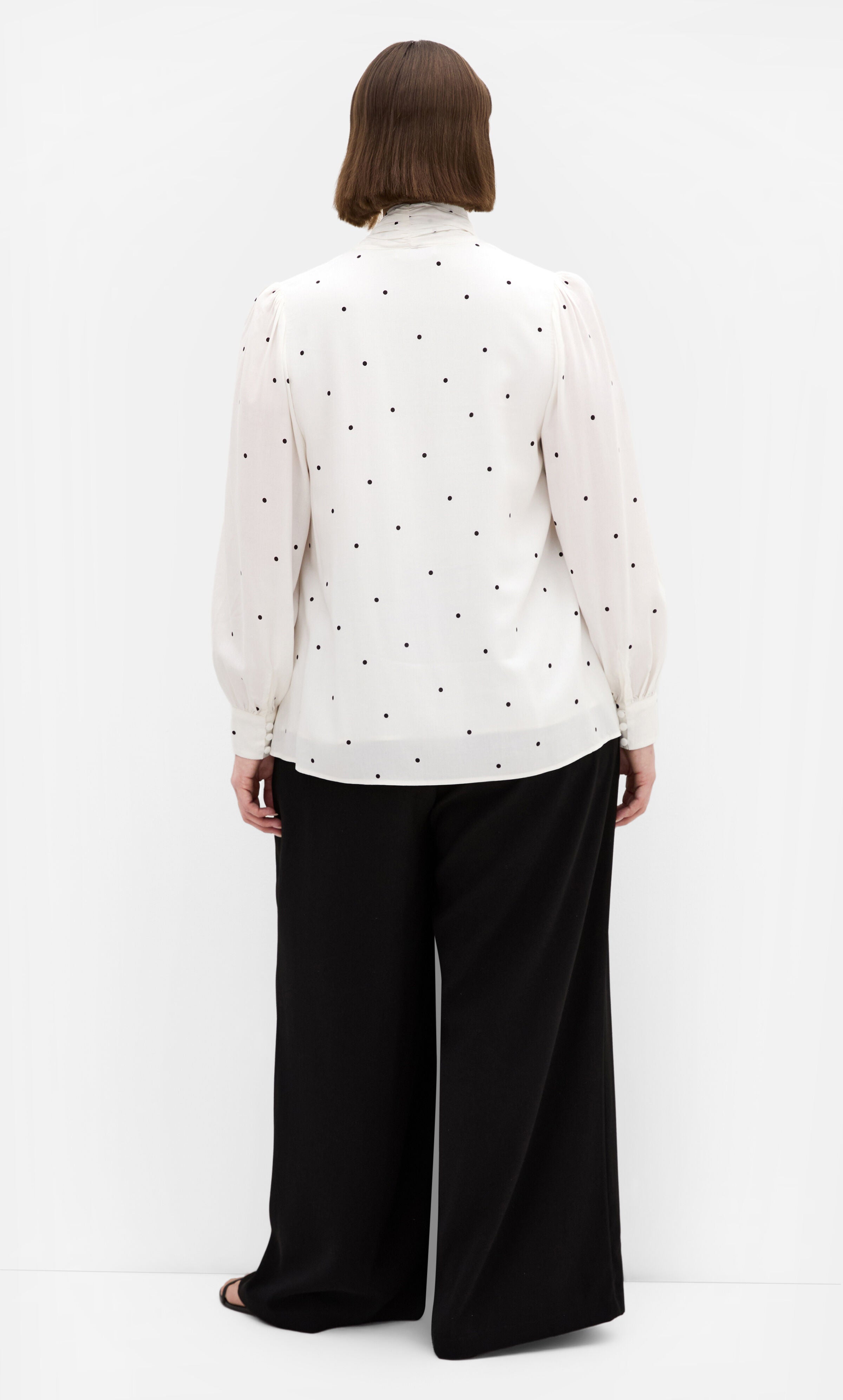 Kensie Spot Neck Tie Top, WHITE, alternate image number 2