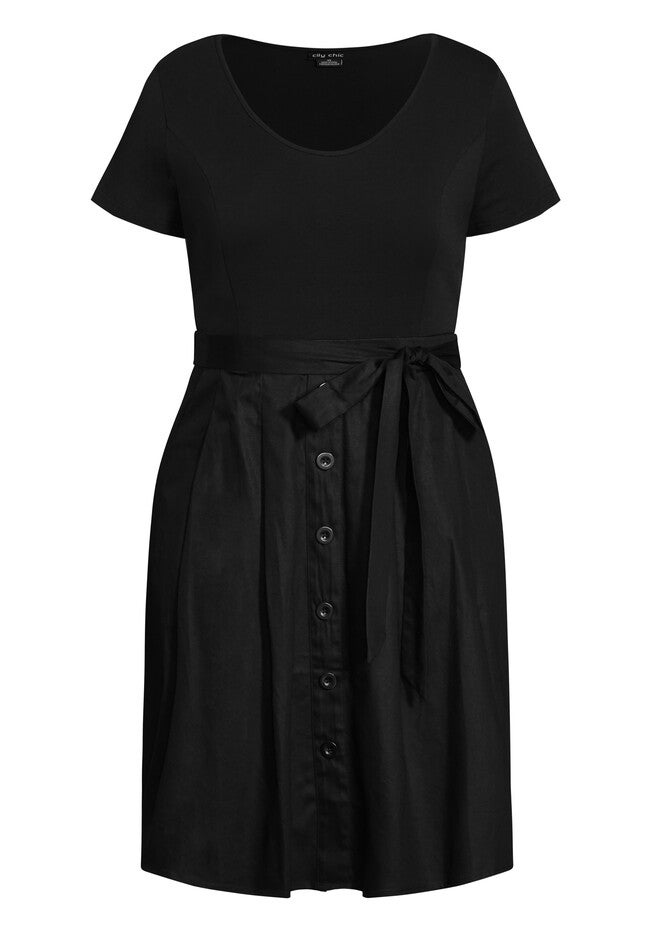 Uptown Short Sleeve Dress - black, BLACK, alternate image number null