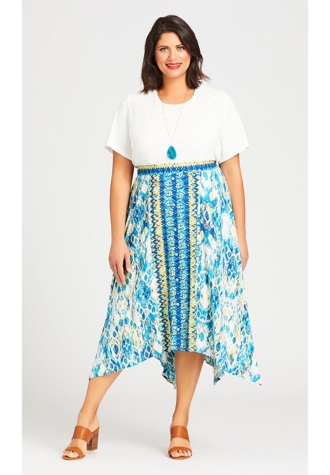 Jess Hanky Hem Skirt, IKAT BORDER, alternate image number null