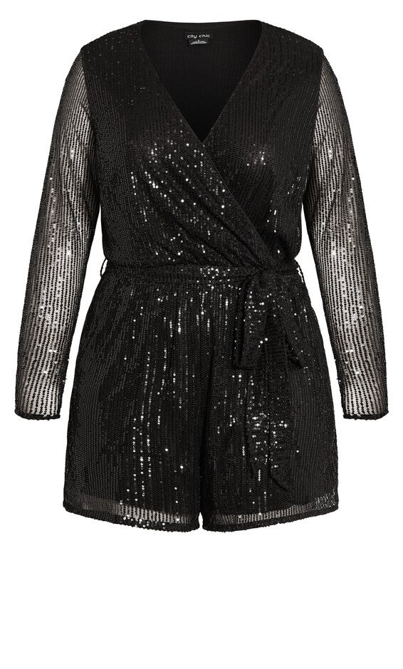 Sequin Playsuit - black, BLACK, alternate image number 1