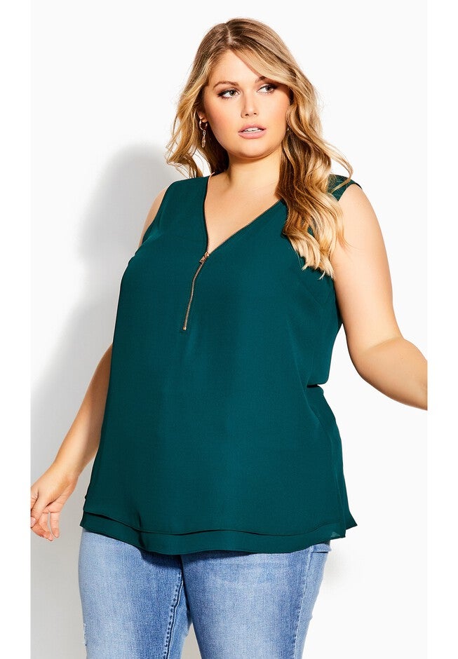 Sexy Zip Top - jade, GREEN, hi-res image number 0