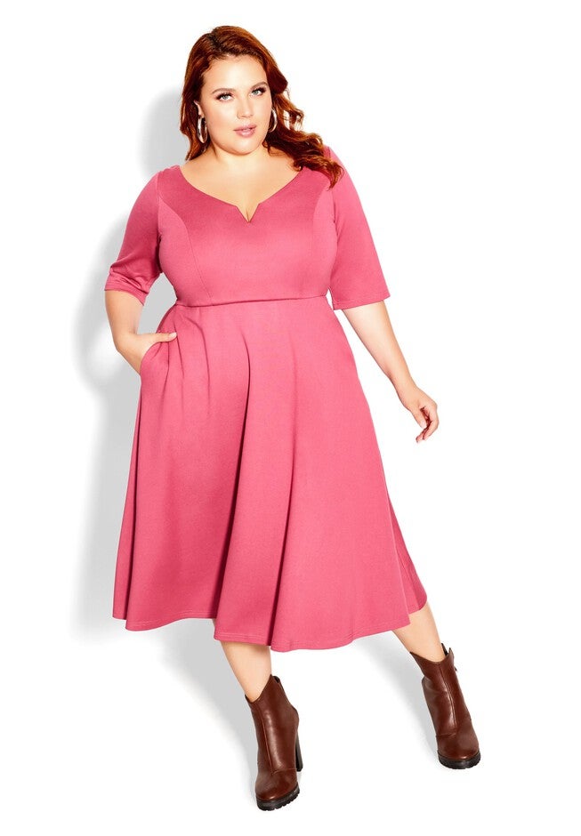 Cute Girl Elbow Sleeve Dress - rosy, PINK, alternate image number null