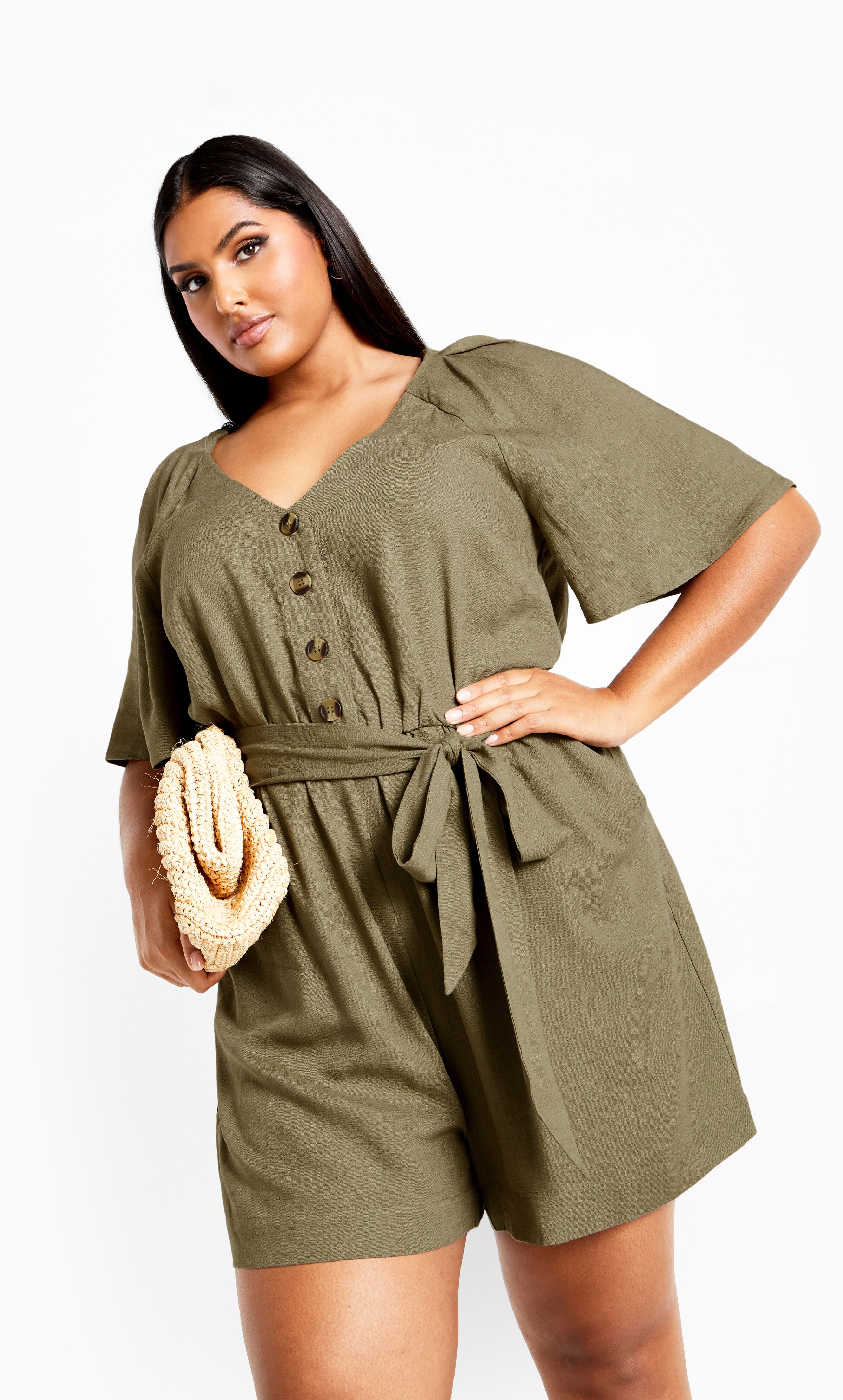 Brielle Playsuit - olive, GREEN, hi-res image number 0