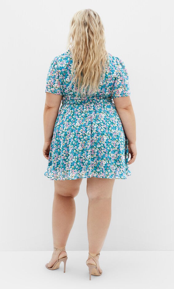 Cara Print Dress - teal, GREEN, alternate image number null