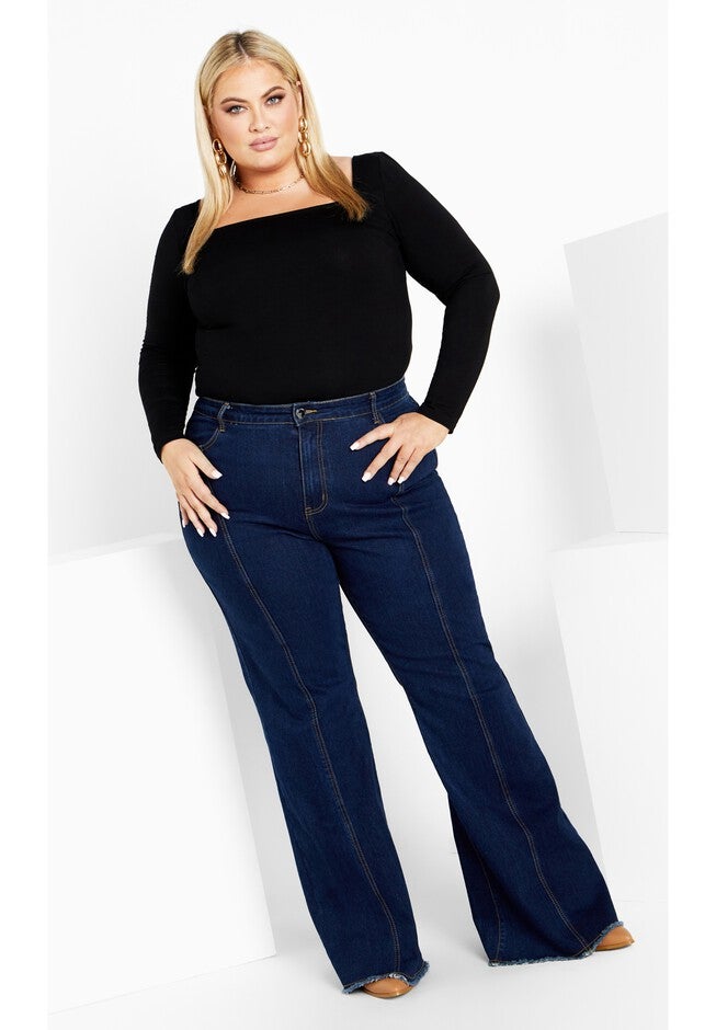 Leah Flare Jean - dark denim, BLUE, on-hover image number 1