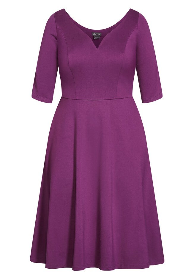 Cute Girl Elbow Sleeve Dress - plum, PURPLE, alternate image number null