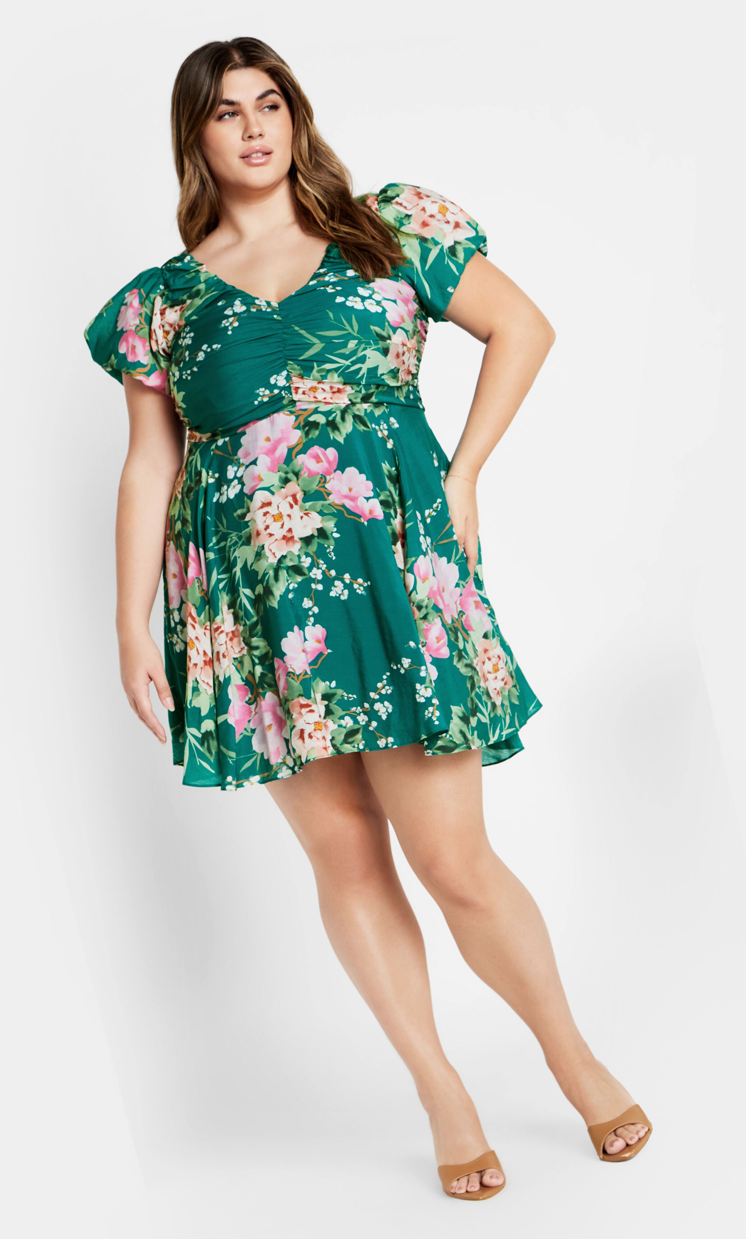 Marci Print Dress - jade, GREEN, hi-res image number 0