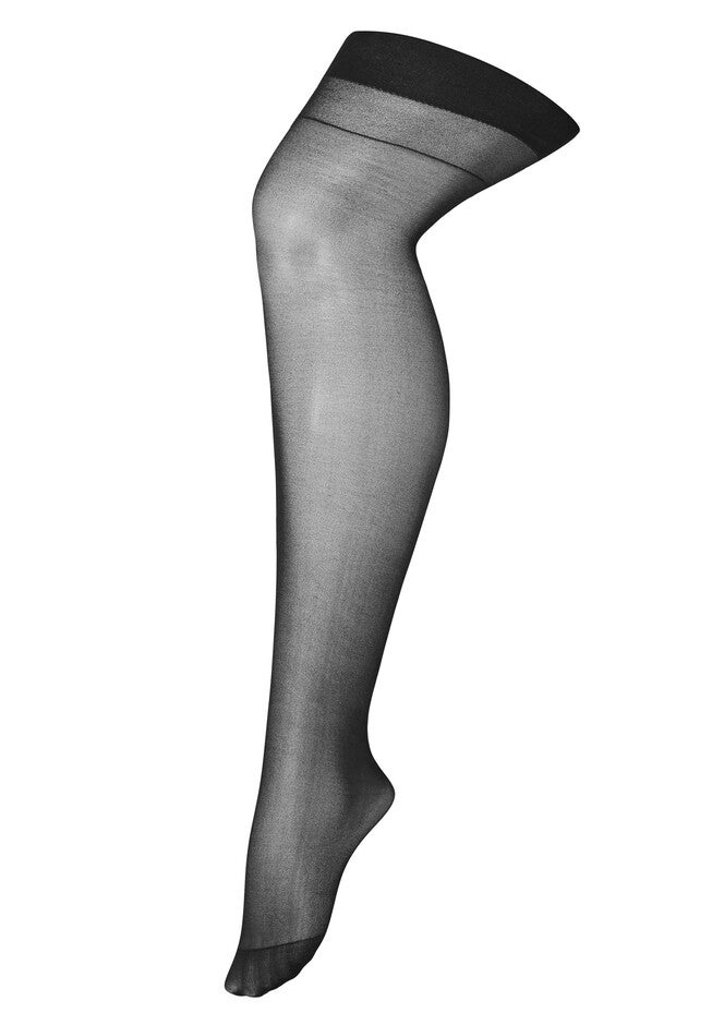 Back Seam Thigh High Stocking - black, BLACK, hi-res image number 0