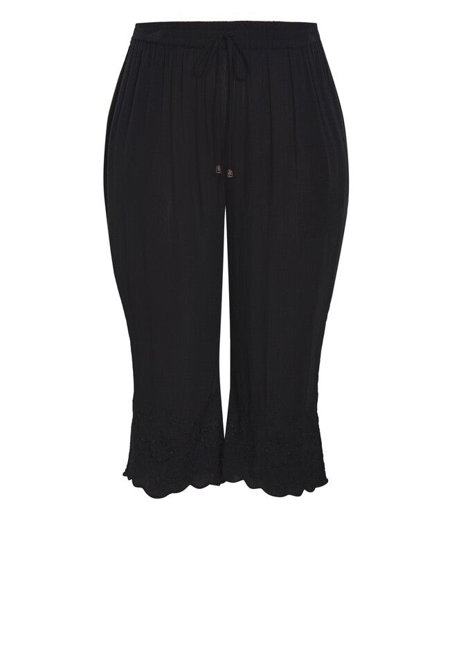 Embroidered Hem Pant, BLACK, alternate image number 2