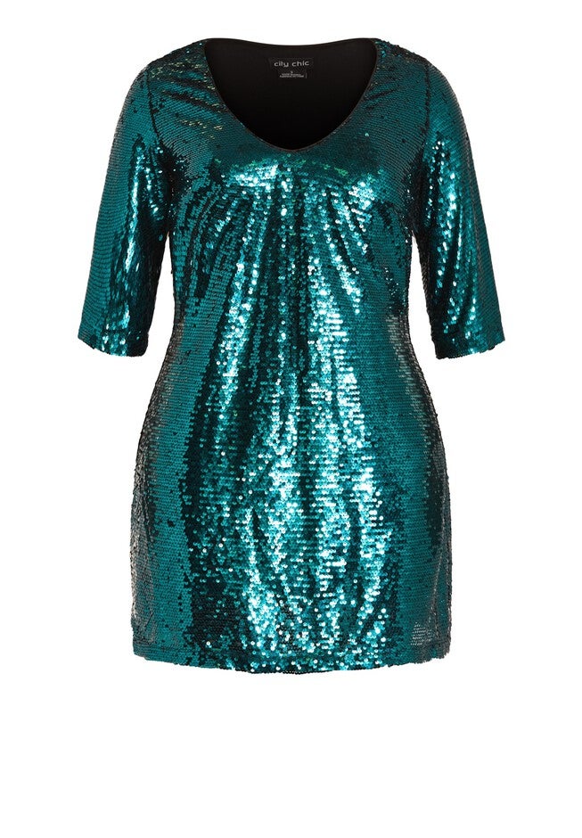 Sequin Glow Dress - emerald, GREEN, alternate image number null
