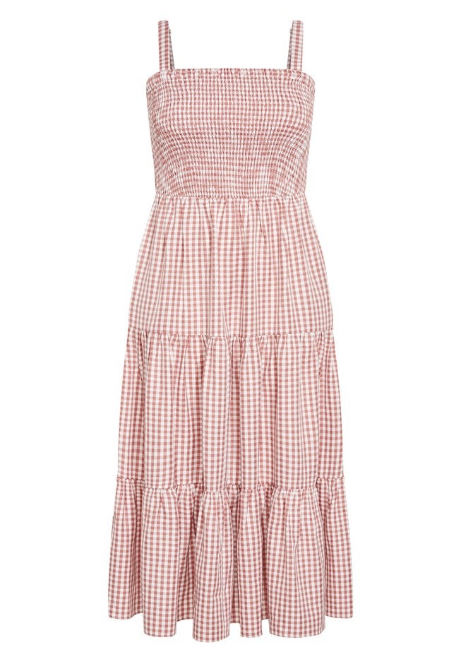 Gingham Maxi Dress - brick, RED, alternate image number null